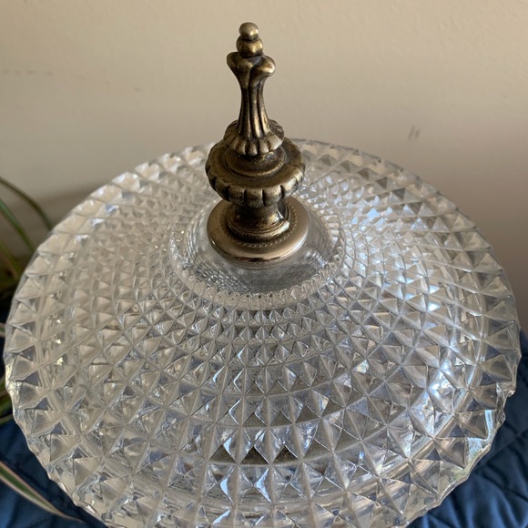 Vintage Brass/Glass Diamond Point Compote Dish - Picture 2 of 10